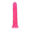 Dildo świecące w ciemności na przyssawce różowy 18 cm